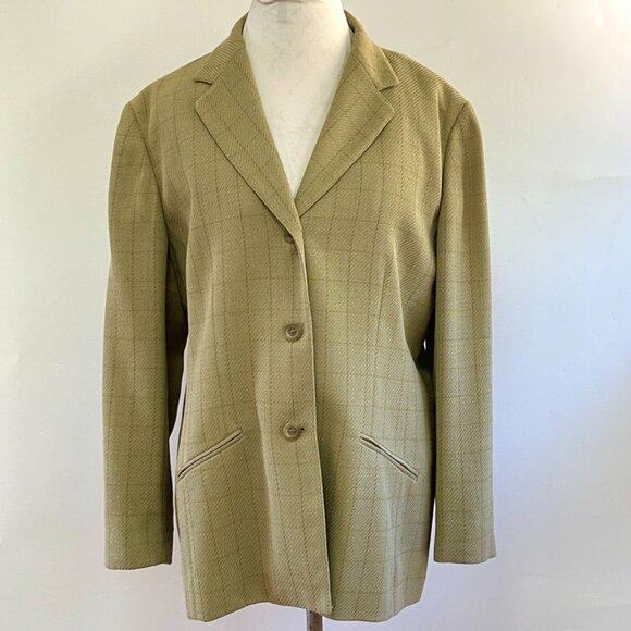 Vintage Anne Klein II Light Wool Blend Green Jacket Blazer Size 16 Made in USA - Picture 12 of 14